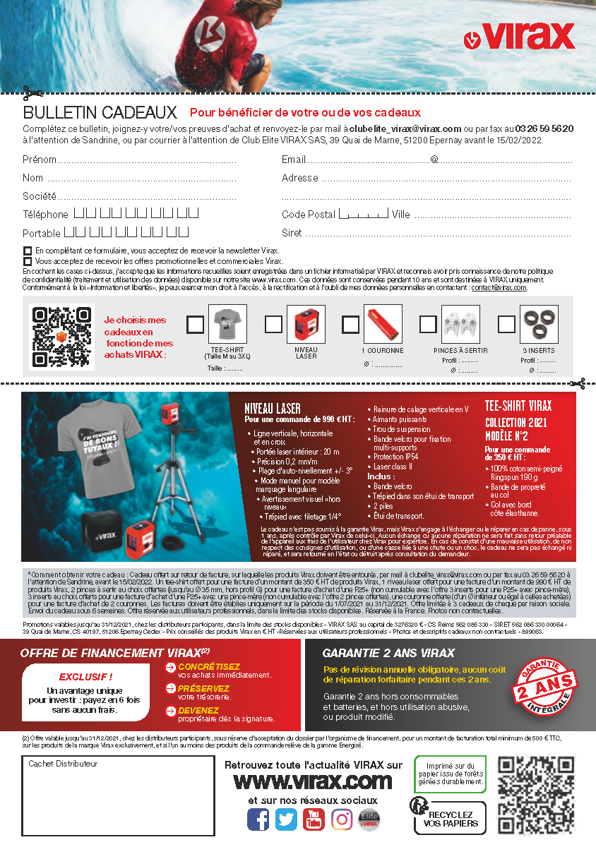 Complétez le bulletin cadeaux Une Déferlante de Bonnes Affaires