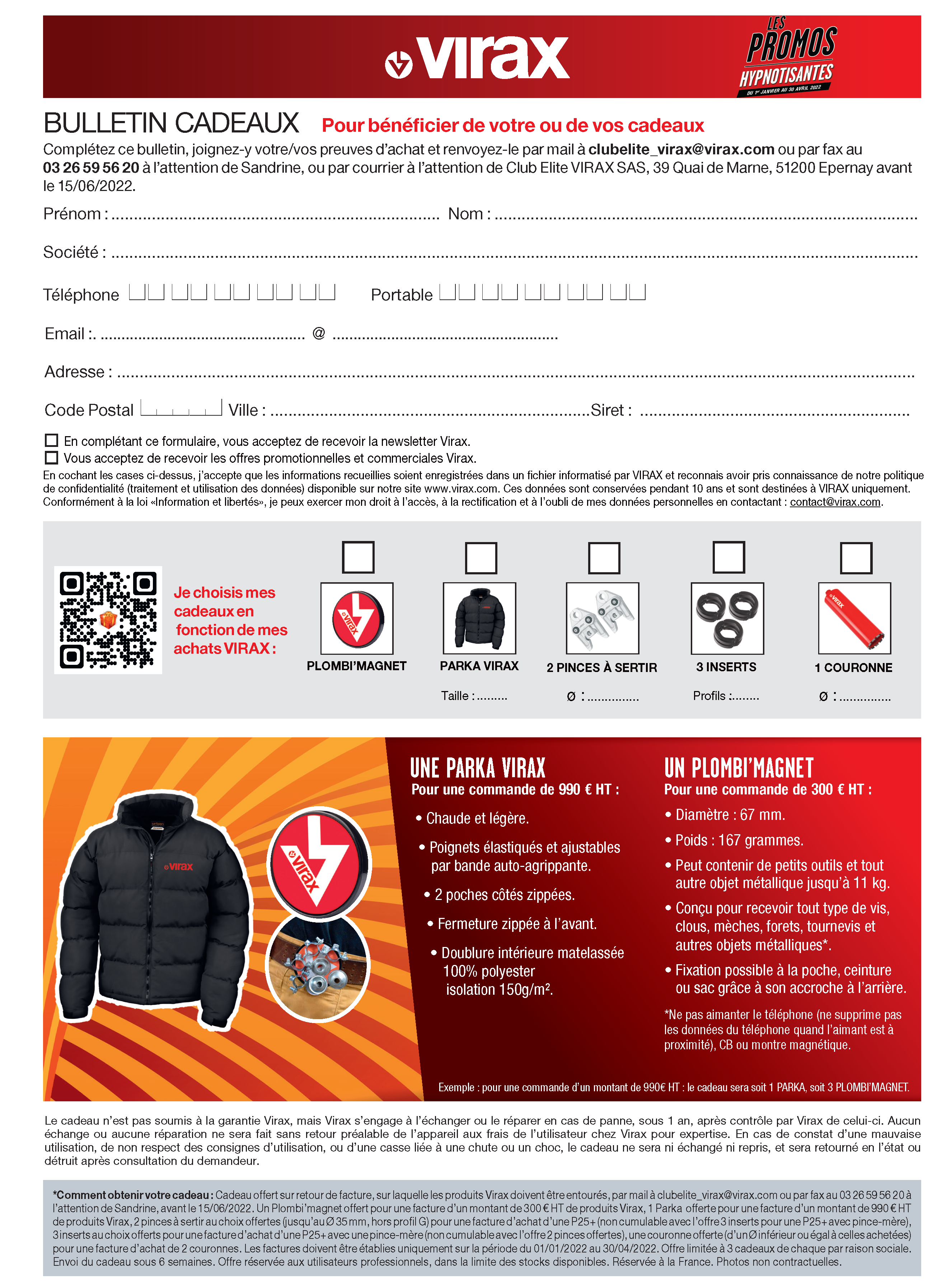 Bulletin cadeaux destiné aux Promos Hypnotisantes